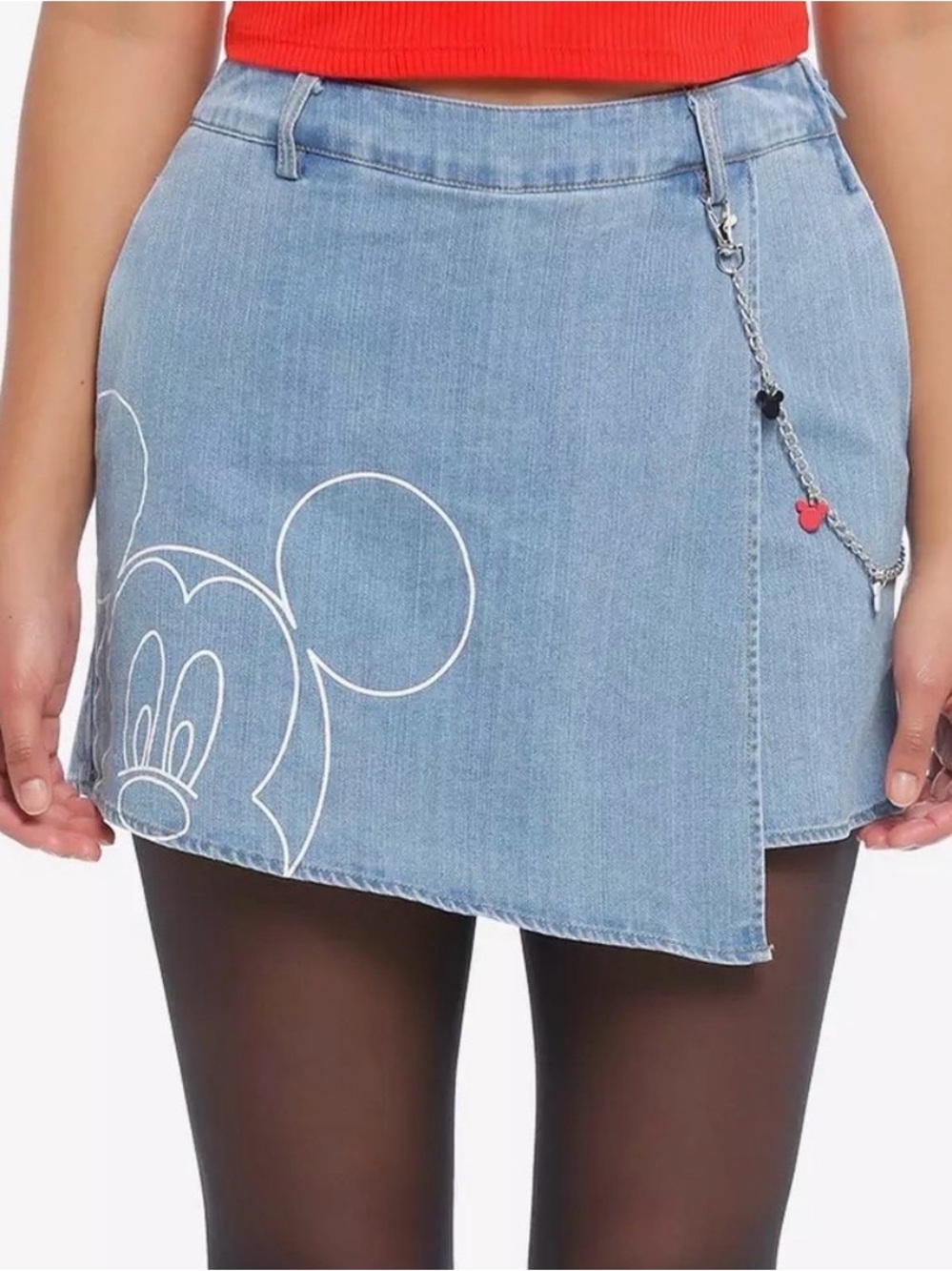 Disney Mickey Denim Asymmetrical Skorts/ Shorts - Light Wash